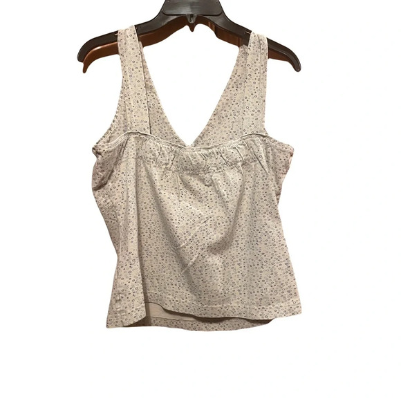 Woolrich women’s tank stone color with tiny design circles of blue shades size M - Picture 2 of 7